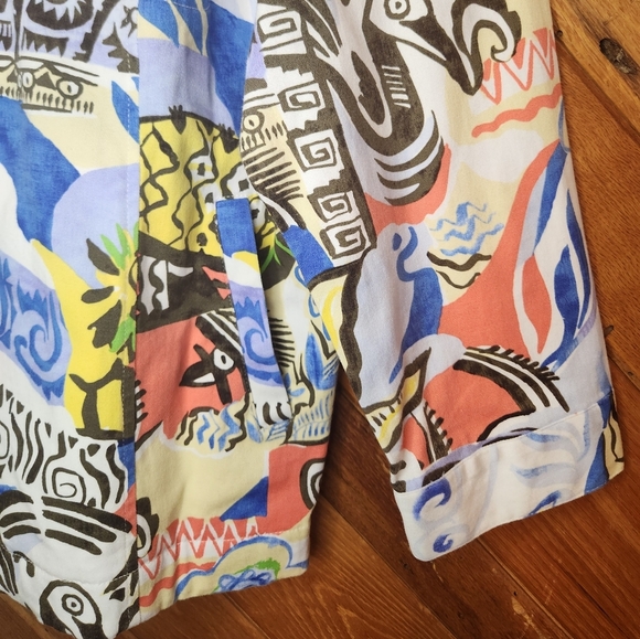 Erin london stretch abstract painted look large button down lightweight jacket - Picture 6 of 16